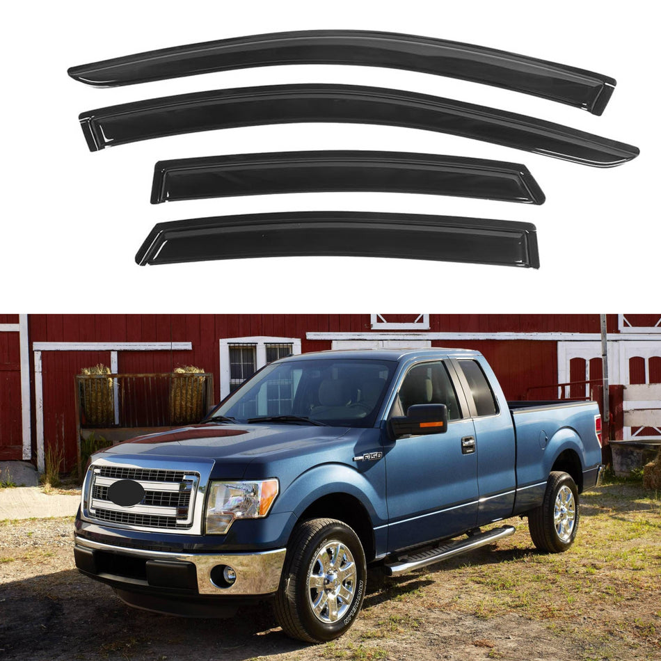 Side Window Deflectors for Ford F-150 SuperCab 2004-2014, 4-Piece