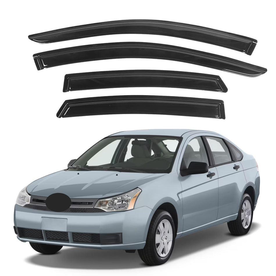 Side Window Deflectors for Ford Focus 2008-2011, 4-Piece (Tape-On)