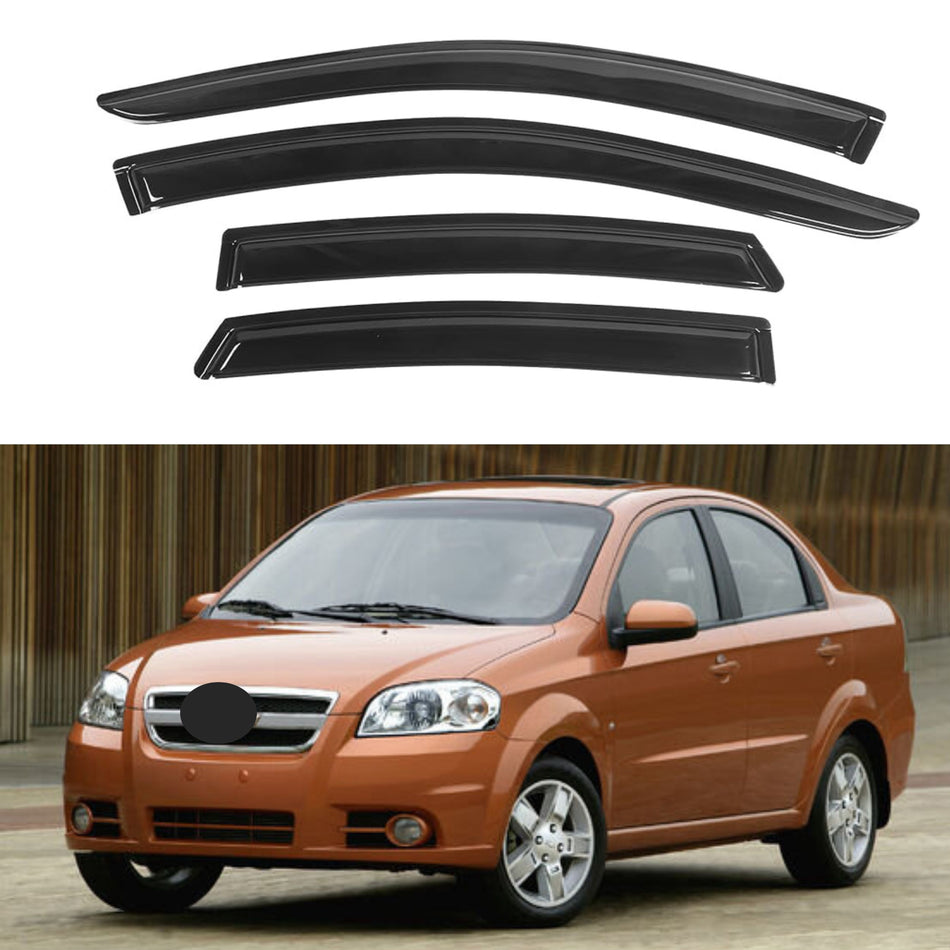 Side Window Deflectors for Chevrolet Aveo Sedan 2007-2010, 4-Piece