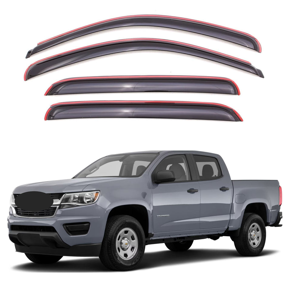 Side Window Deflectors for Chevrolet Colorado CrewCab 2015-2022 & GMC Canyon CrewCab 2015-2022, 4-Piece