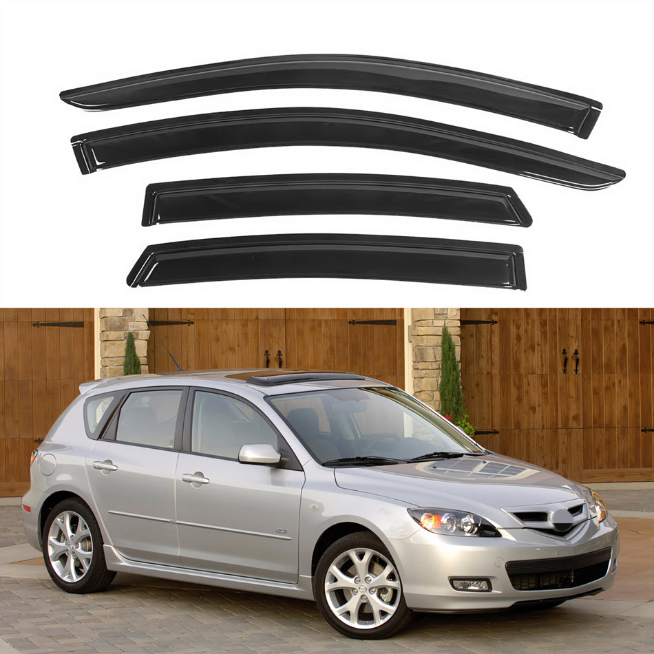 Window Visors for Mazda 3 Hatchback 2004-2009, 4-Piece