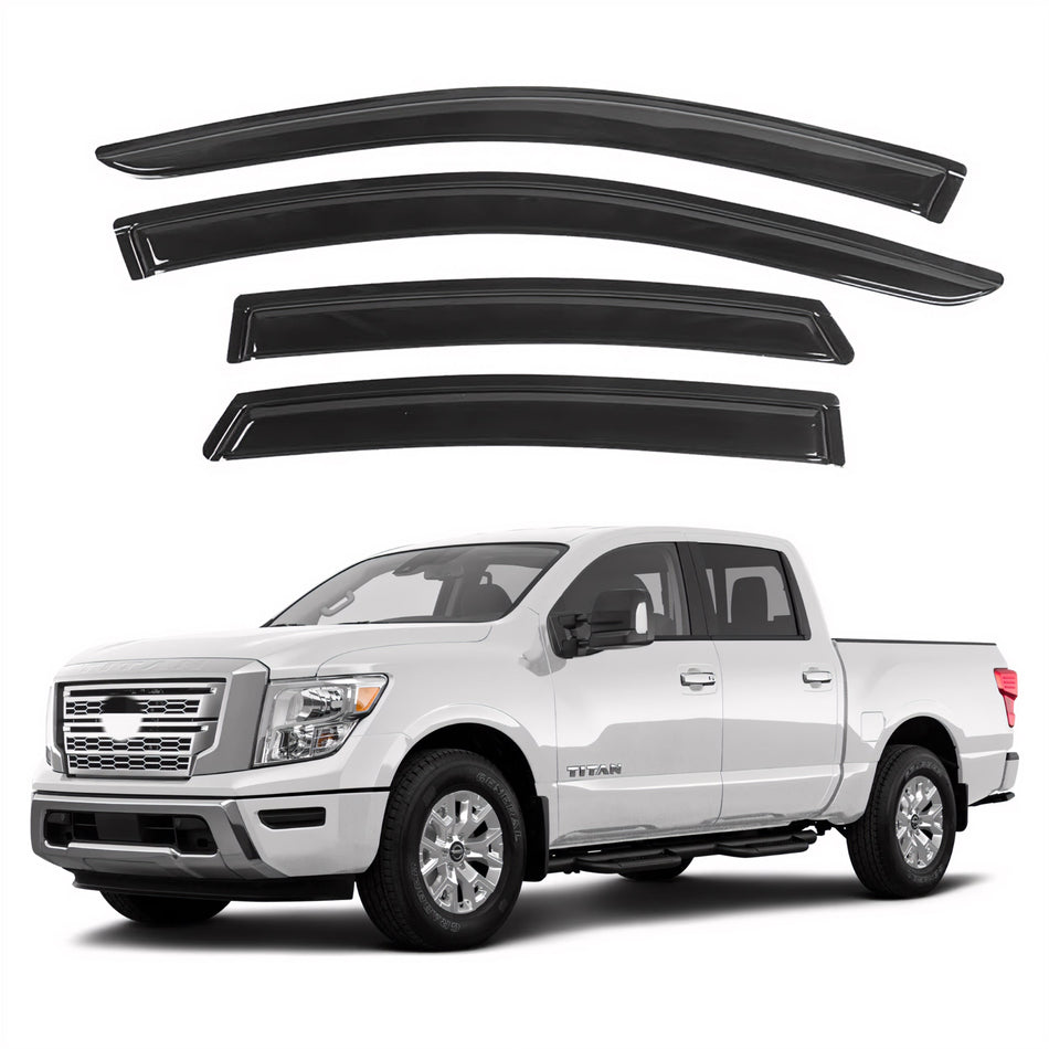 Window Visors for Nissan Titan Crew Cab 2017-2023 & Nissan Titan XD Crew Cab 2016-2023, 4-Piece