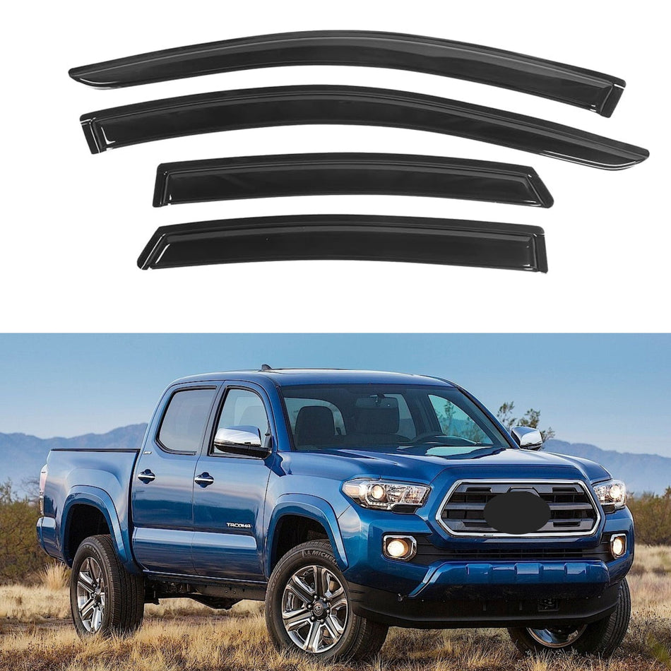 Window Visors for Toyota Tacoma Double Cab 2005-2015, 4-Piece