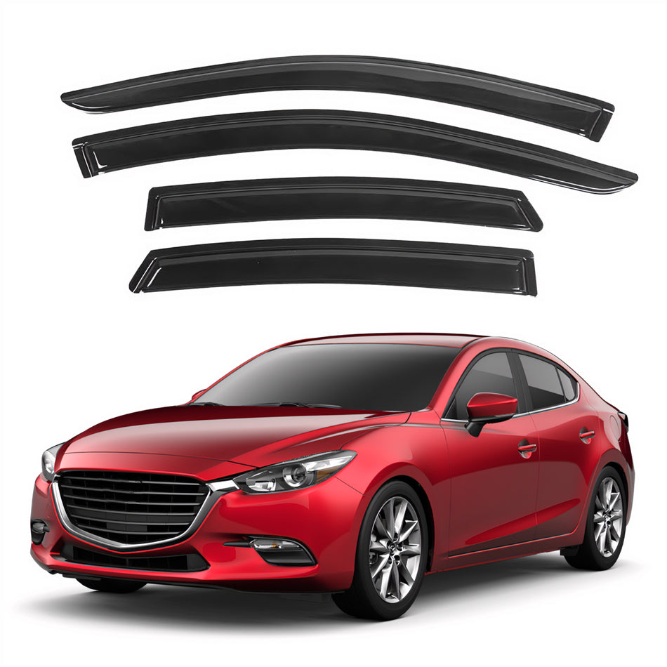 Window Visors for Mazda 3 Sedan & Hatchback 2014-2018, 4-Piece