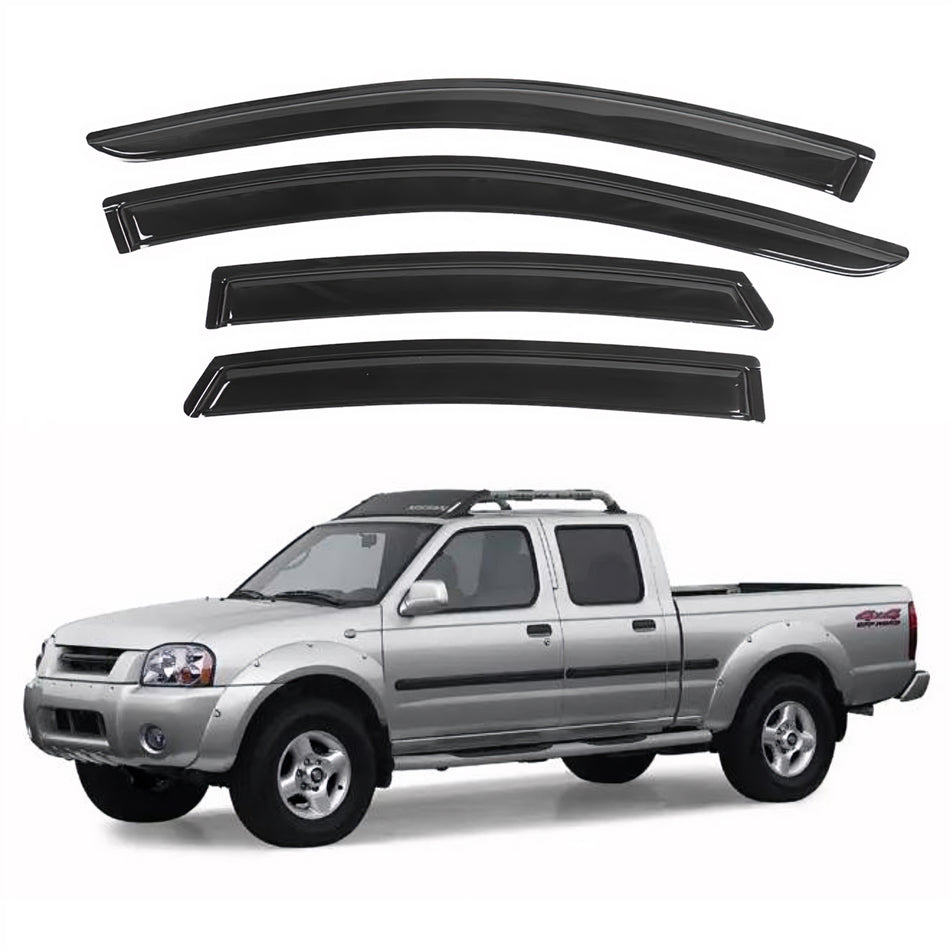 Window Visors for Nissan Frontier Crew Cab 2000-2004 & Nissan Navara Crew Cab 2000-2004, 4-Piece