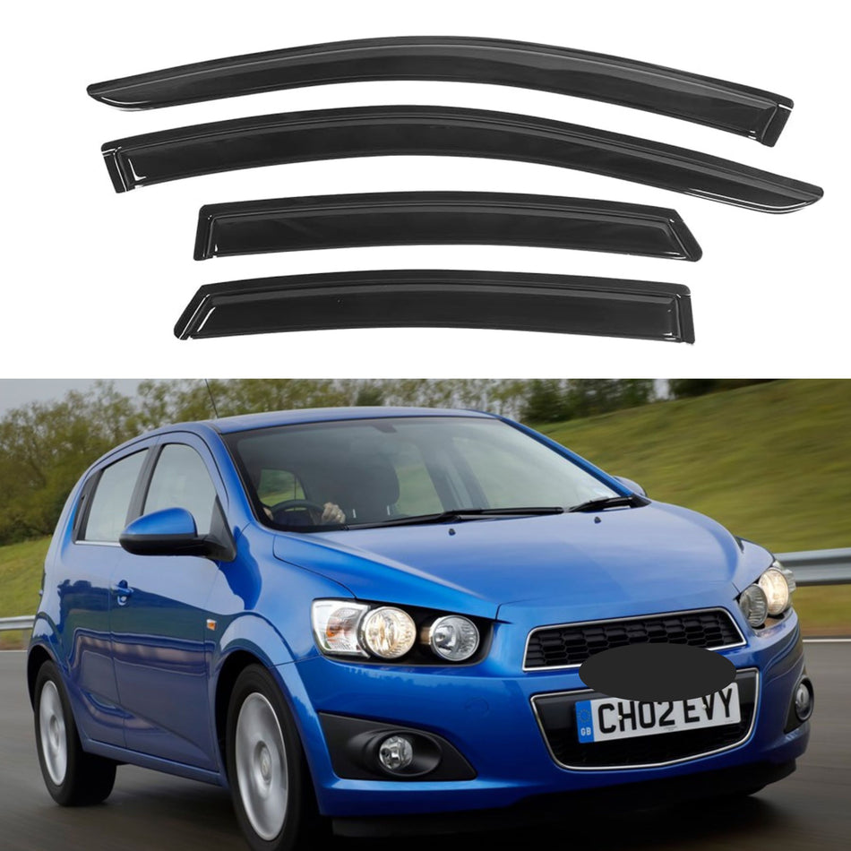 Side Window Deflectors for Chevrolet Aveo Hatchback 2007-2011, 4-Piece