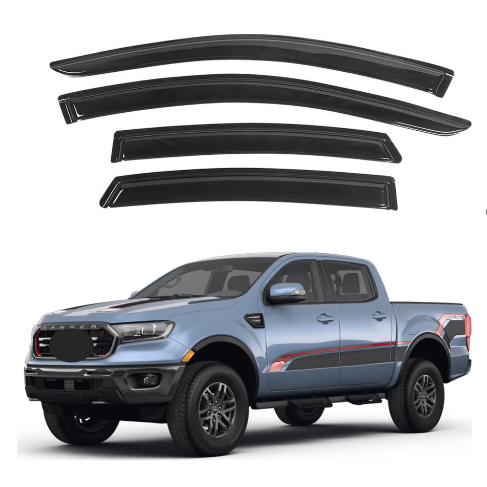 Window Visors for Ford Ranger SuperCrew 2019-2024, 4-Piece