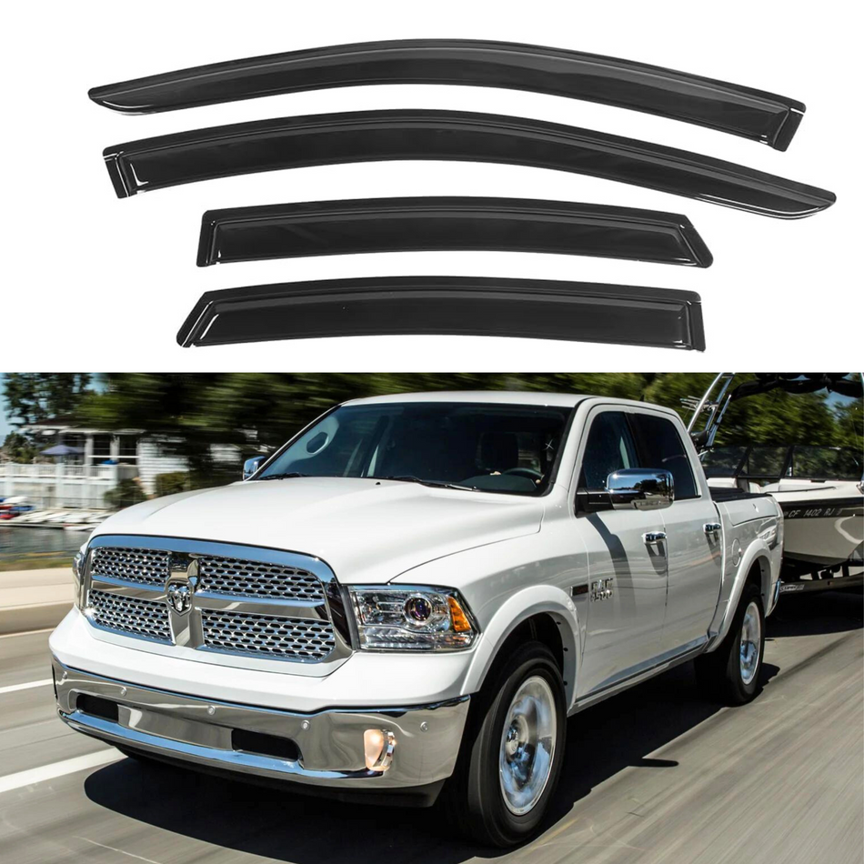 Window Visors for Dodge Ram 1500 Quad Cab 2009-2018, 4-Piece