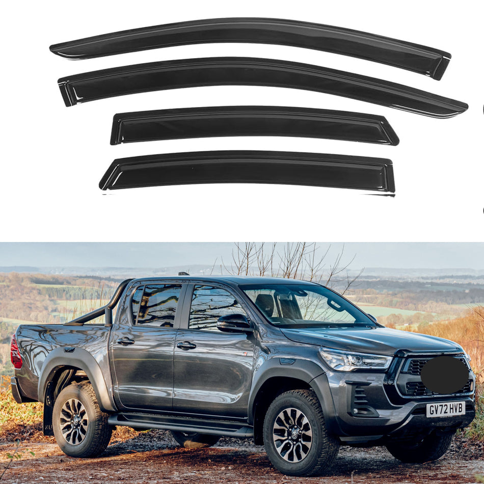 Window Visors for Toyota Hilux Double Cab 2016-2023, 4-Piece