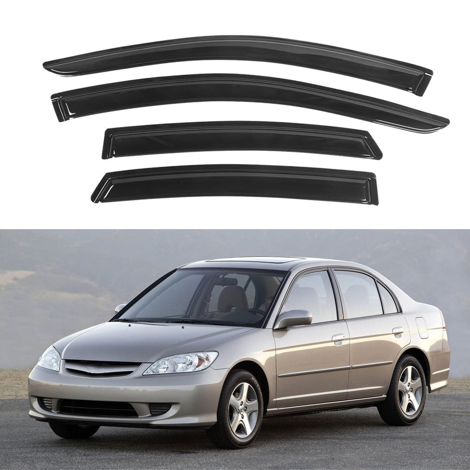 Side Window Deflectors for Honda Civic Sedan 2001-2005, 4-Piece