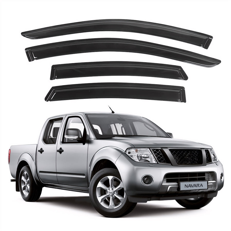 Window Visors for Nissan Navara D40 Crew Cab 2005-2014, 4-Piece