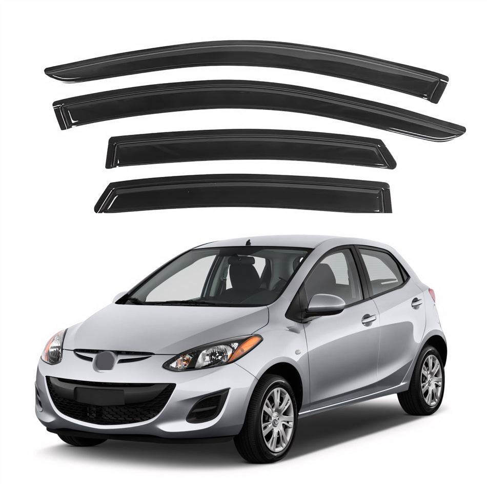 Window Visors for Mazda 2 Hatchback 2007-2012, 4-Piece