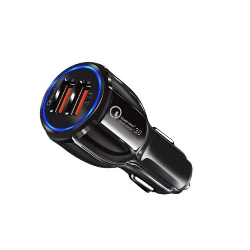 Fast Car Charger USB Type A Dual Ports, Black