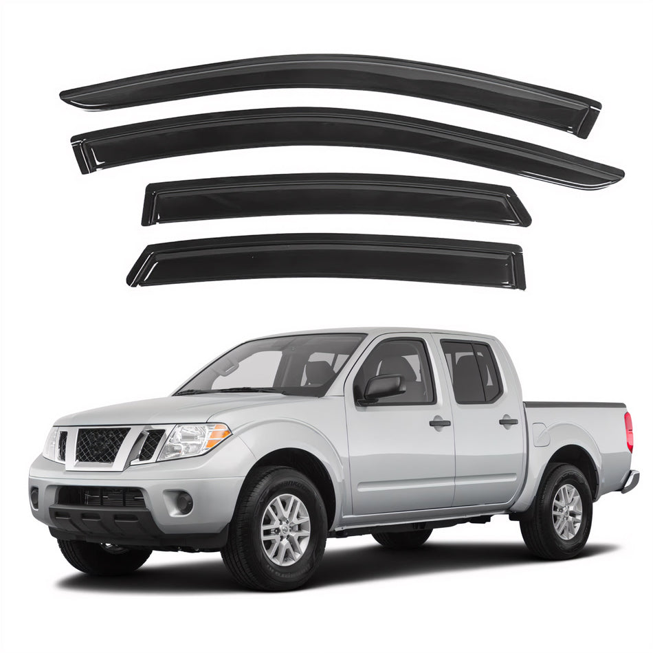 Window Visors for Nissan Frontier Crew Cab 2005-2020 & Nissan Navara Crew Cab 2005-2020, 4-Piece